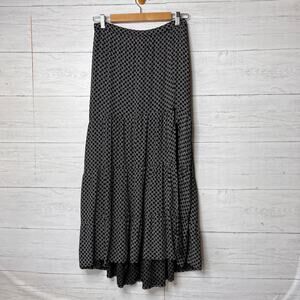 Abercrombie & Fitch Skirt Womens Size Small Black & White Ditsy Floral Maxi Slit